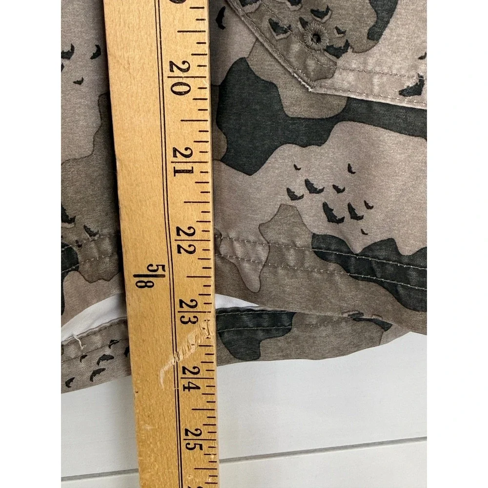 Simms Hex Camo Fishing Cargo Shorts Zip Pocket Wading Outdoor Brown Gray XL